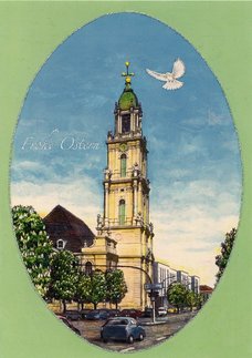 Frohe Ostern, Turm im Ei mit Friedenstaube, Quelle: SPG