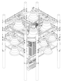 Konstruktionszeichnung des zukünftigen Carillons im Garnisonkirchturm